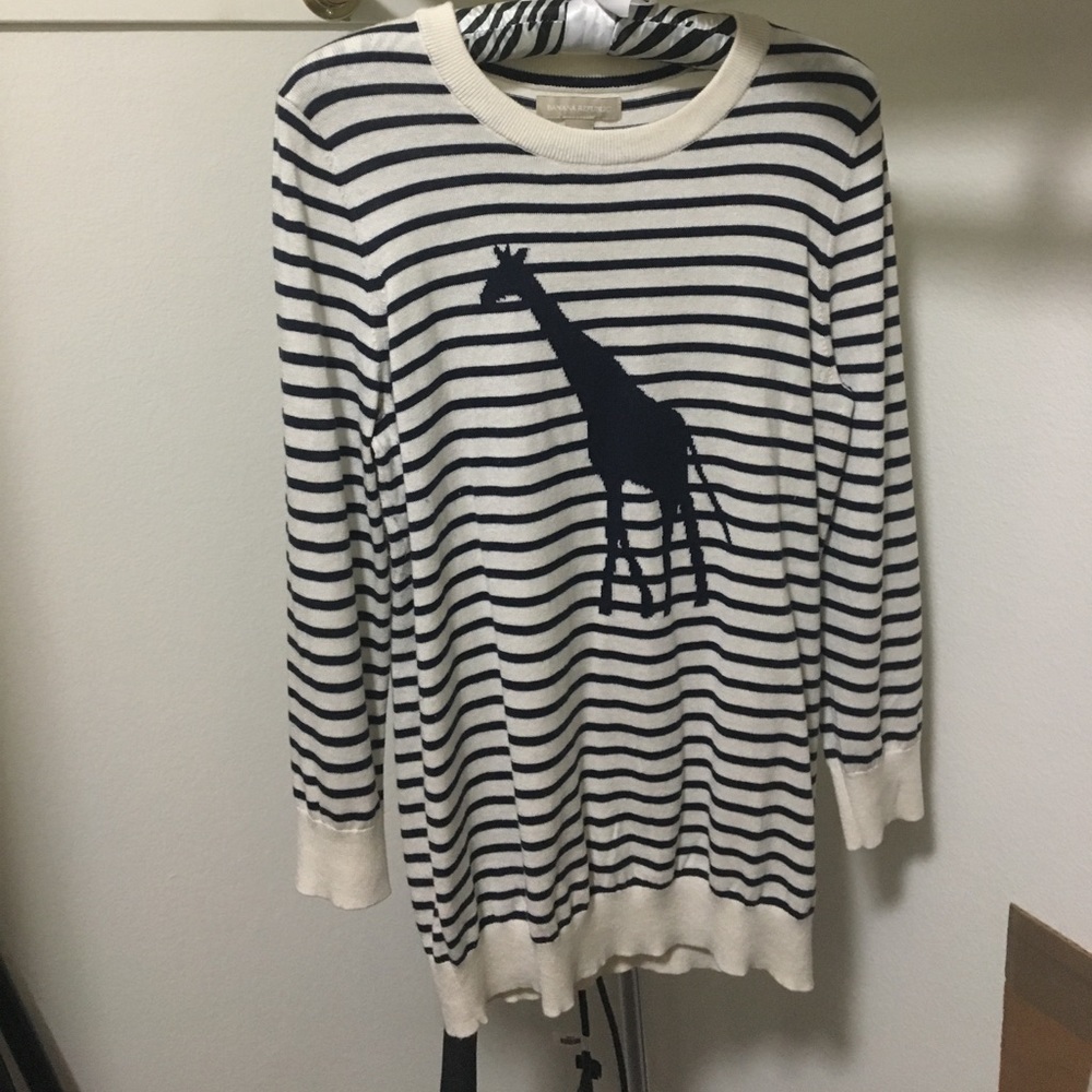 Blue white striped giraffe sweater BR size M